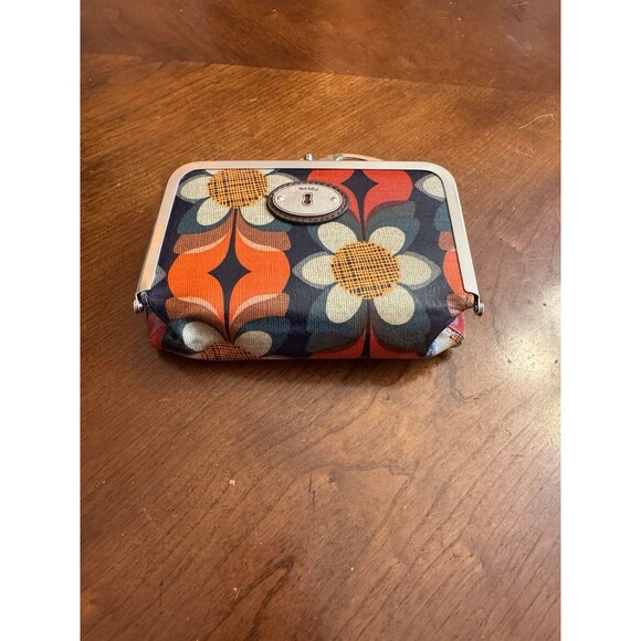 FOSSIL KEY PER Floral Kiss Lock Wallet Clutch Cosmetic Bag - Picture 2 of 14